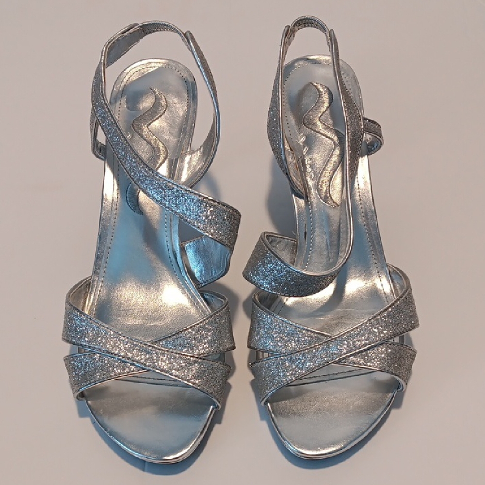 Nina Sparkling Silver Strappy Heels